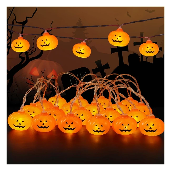 Halloween Pumpkin String Lights - 3m, 20pcs - Indoor/Outdoor Decoration