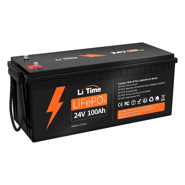 Batteria al litio LITIME 24V 100Ah - BMS 100A - 4000 cicli - 10 anni di vita - Adatta per caravan, camper, solare, nautica, offgrid
