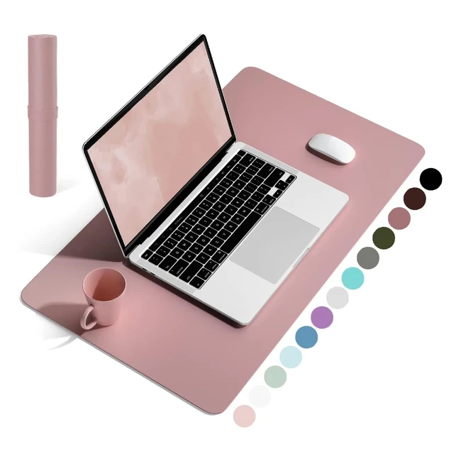 YSAGI Non-Slip Desk Pad - Waterproof PVC Leather - Ultra Thin - Large Mouse Pad - Easy Clean - 60x35cm - Dark Pink