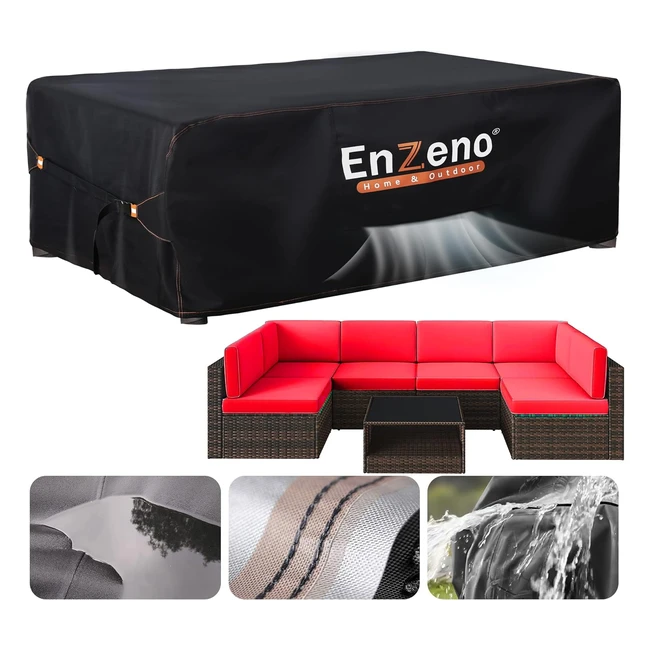 Enzeno Large Garden Furniture Cover - Waterproof, 280x205cm, Heavy Duty, Oxford Fabric