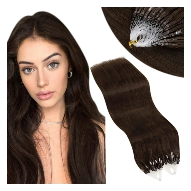 Extension Capelli Veri Marrone 50cm - Vivien Micro Ring Cold Fusion 50g