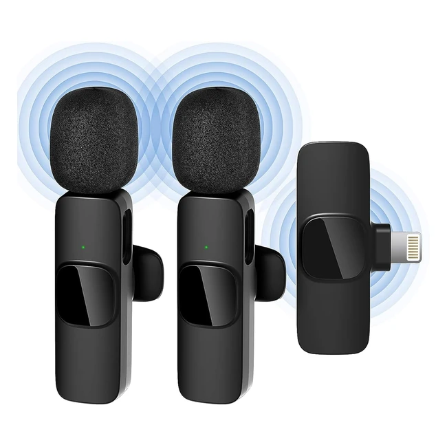 Micrófono Inalámbrico Qhot para iPhone - Plug&Play - Grabación de Video Portátil - Podcast - Vlog - Youtubetiktok - 2pcs iOS