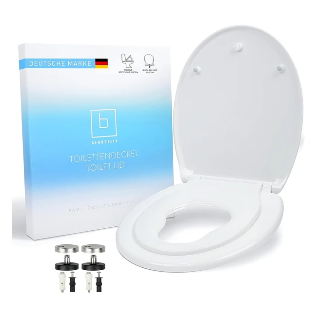 Benkstein Toilettendeckel mit Absenkautomatik, WC-Deckel für Kinder, antibakteriell