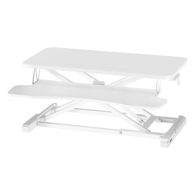 Bontec Standing 32inch800mm Desk Converter - Height Adjustable Dual Tiered Workstation - Ergonomic Sit-Stand Converter - Up to 15kg - White
