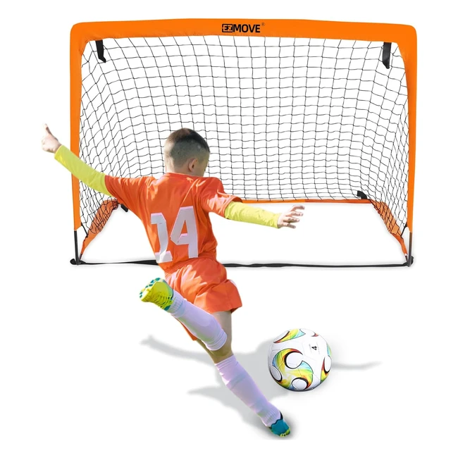 EZMove Football Goals for Garden - Portable Goal Posts - Kids Training Equipment - 90/120/90cm - Orange