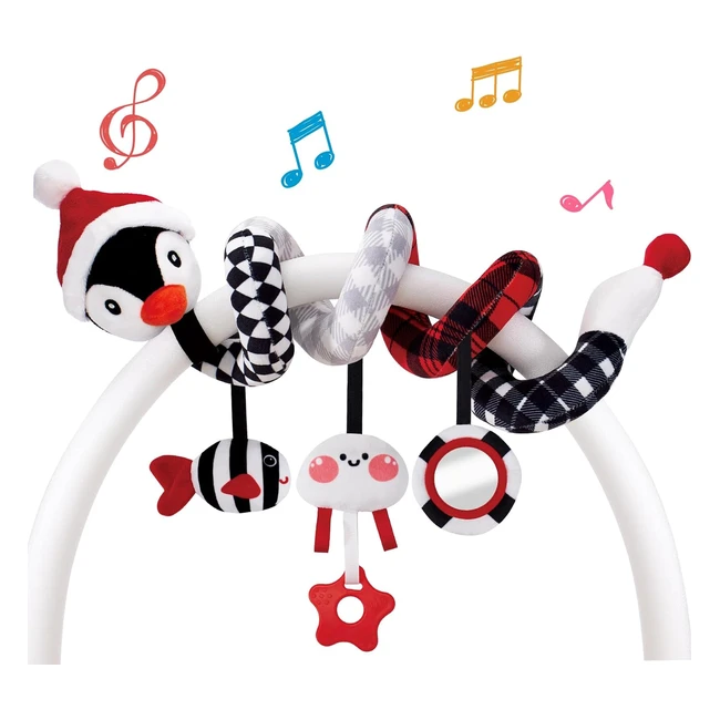 Colgantes para cochecitos Hahaland - Juguetes bebés 0-12 meses - Espiral actividades blanco y negro - Regalos originales