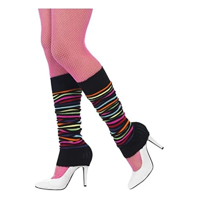 Smiffys Damen Stulpen One Size - Neon Legwarmers with Black Stripes