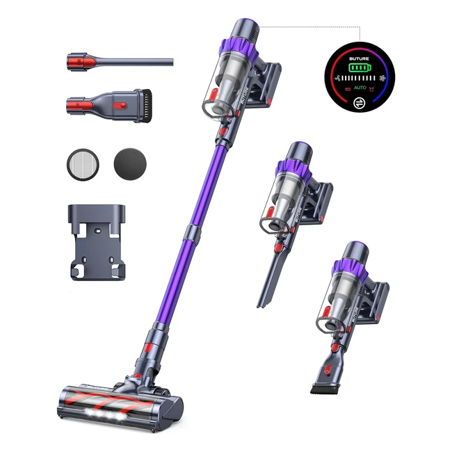 Aspirateur balai sans fil Buture VC70 - Puissant et autonome - Contrôlé par écran tactile - 33kPa - 3 vitesses