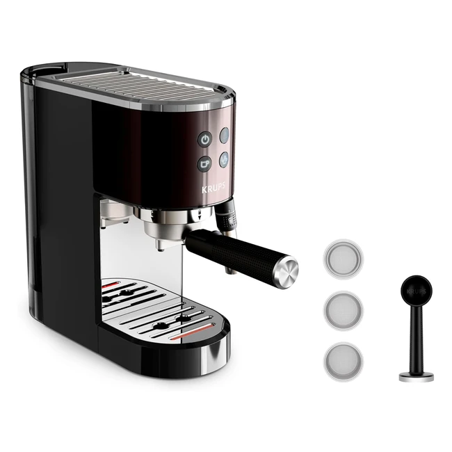 Cafetera Espresso Krups Virtuoso 15 Bar - Compacta y Elegante - Parada Automática - Calidad Barista - XP444G