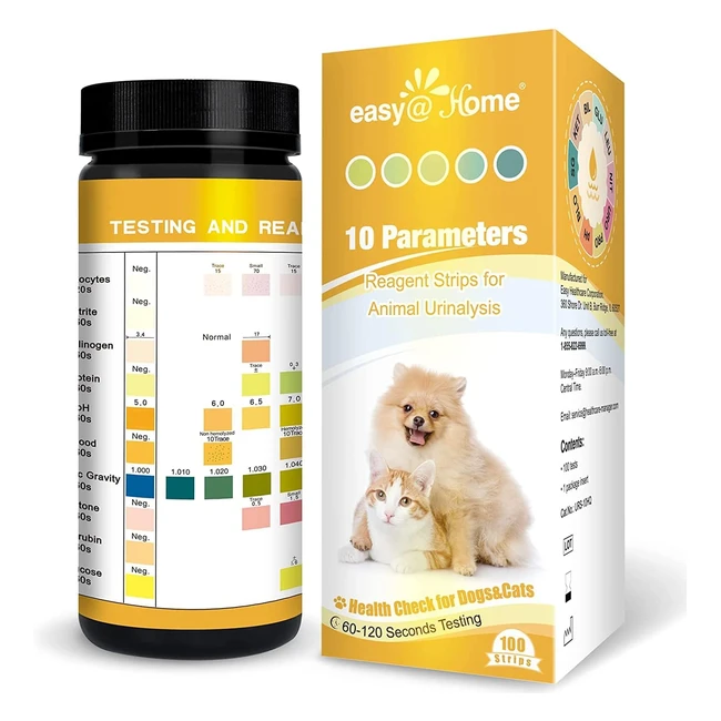Test urinaire pour chien et chat en bandelette - 10 paramtres de sant pour a