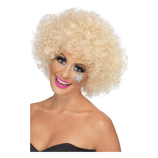 Smiffys Funky Afro Blonde Wig - Transform Your Appearance with this Short Blonde