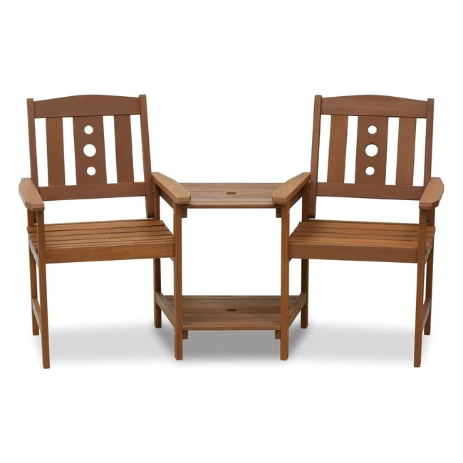 Furinno Outdoor Hardwood Jack Jill Chair Set - Natural Wood - 1621W x 914H x 729