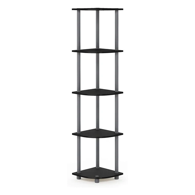Furinno 5 Tier Corner Shelf - Wood Black/Grey - Functional & Stylish