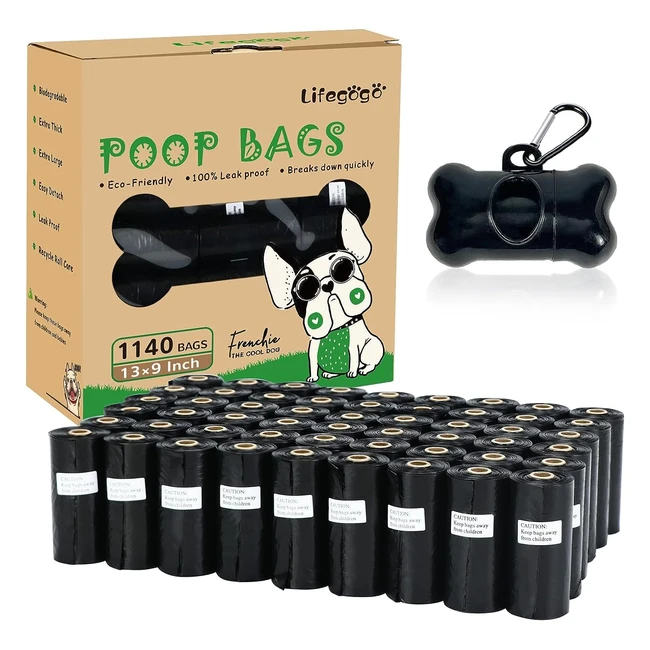 Biodegradable Dog Poo Bags - 1140 Counts - Extra Thick & Leak Proof - With Dispenser