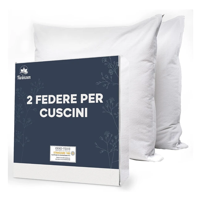 Coppia Federe Cuscini 65x65 - Set 2 Copricuscini Impermeabili con Cerniera - Cer