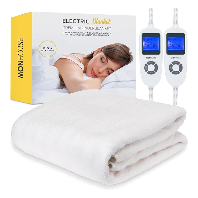 Monhouse Premium Soft Fleece Electric Blanket - King150x200cm - Detachable - 9 H