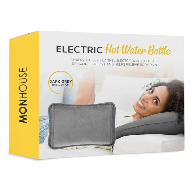 Monhouse Rechargeable Electric Hot Water Bottle - Grey, Hand Warmer, Massaging Heat Pad, Soft & Cozy, Waist Belt - No Refill