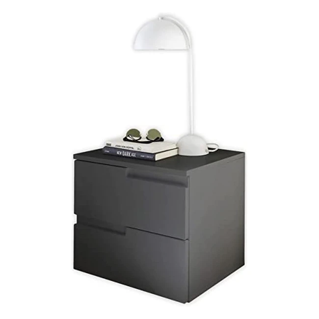 Spice Nachttisch in Graphit Matt - Moderner Nachtschrank mit Schubladen und viel Stauraum