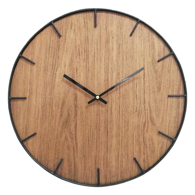 Horloge Décorative Suspendue Rustique Bois Métal - Rebecca Mobili RE6142