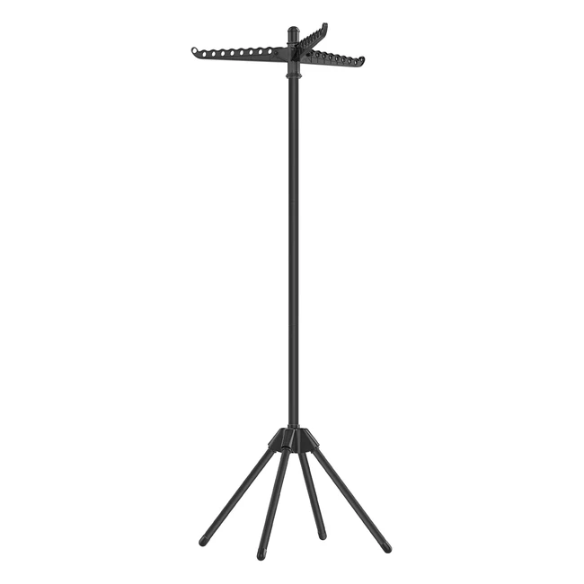 Songmics Clothes Airer Drying Rack - 3 Rotatable Arms, 27-Piece Capacity, Foldable, Stainless Steel - Black