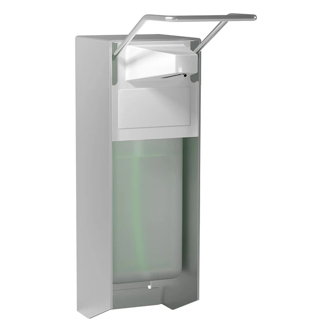 Haushalts-Welt Eurospender Wandseifenspender mit Ellenbogenbedienung für Desinfektionsmittel und Handseifen, weiß, Aluminium, 500 ml