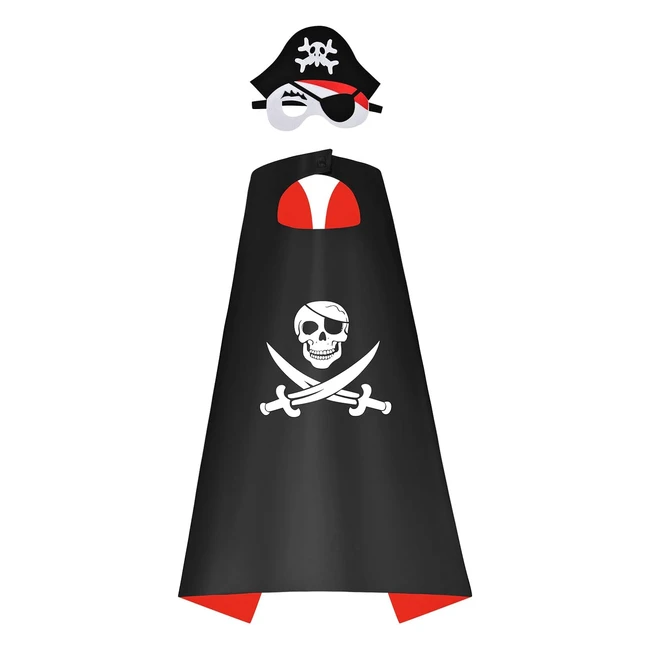 Aomig Kids Pirate Costume - Classic Pirate Cloak with 3D Pirate Hat & Eye Patch