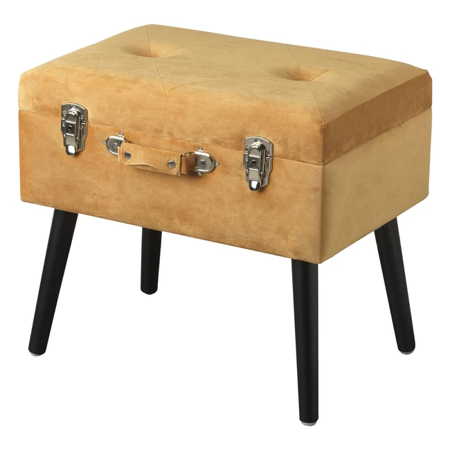 Puf con almacenaje de terciopelo en forma de maleta - Baroni Home - Ref. 123456 - ¡Ahorra espacio y añade estilo a tu hogar!