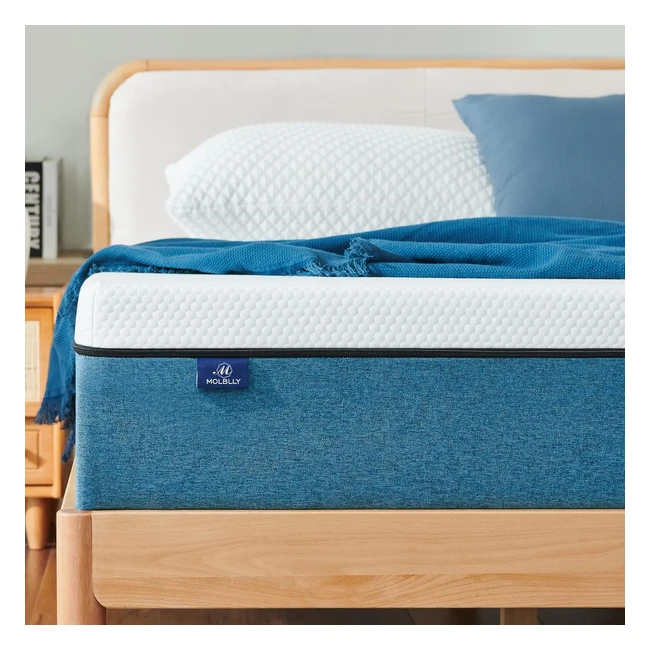 Molblly Double Mattress Memory Foam | Fire Resistant | Medium Firm | Back Pain Relief | Soft Knitting Fabric | 135x190x20cm