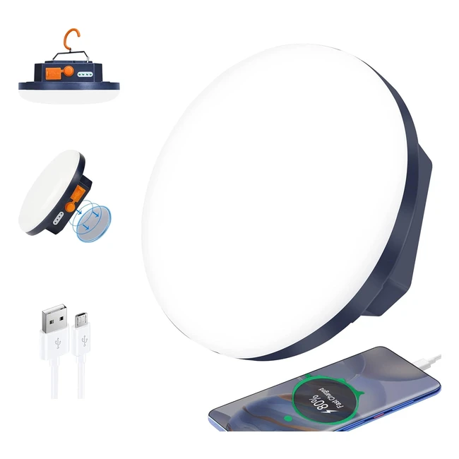 Linterna de camping recargable LED 1500 lúmenes - Lámpara de emergencia con power bank 5600mAh