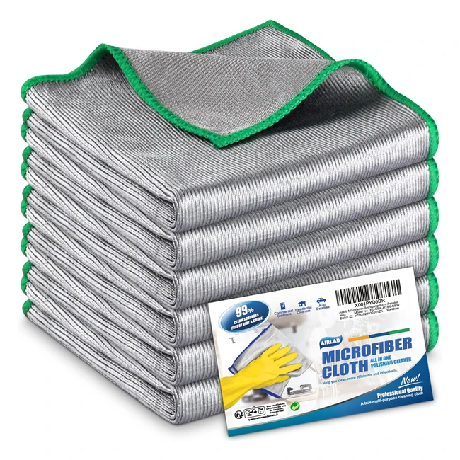 Airlab 6x Bayetas Microfibra Cristales Sin Pelusa - Pao de Limpieza Mágico