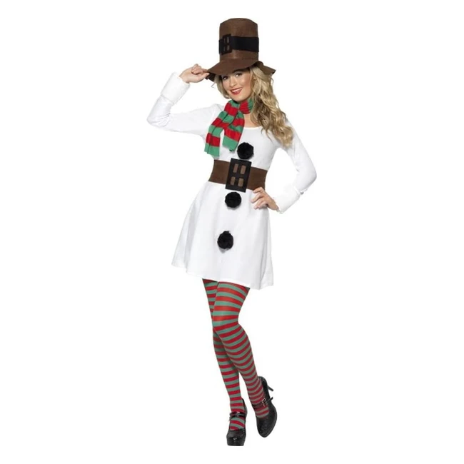 Costume bonhomme de neige pour fille Smiffys - Robe, chapeau, foulard et ceinture - Réf. 4042