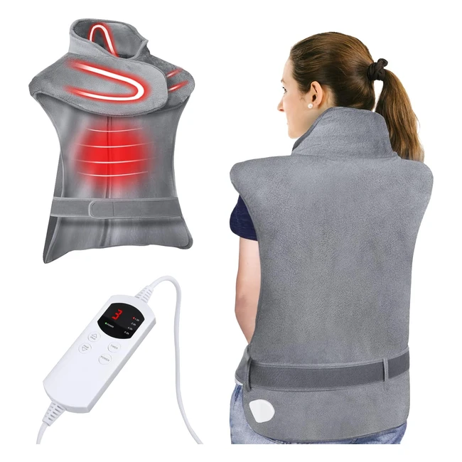 Manta Eléctrica Espalda y Cuello 90x60cm - Ajuste de Temperatura y Apagado Automático - Calentamiento Rápido - Lavable a Máquina