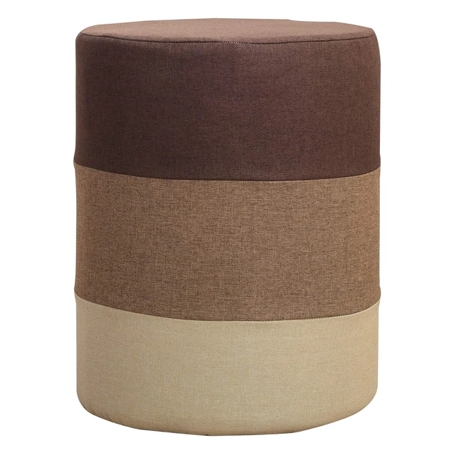 Repose-pieds rond beige pouf rembourr marron sable - Dimensions 45x35x35cm - A