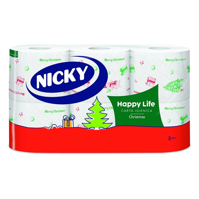 Nicky Happy Life Christmas Papel Higinico 42 Rollos 170 Tiras 3 Capas Apertu
