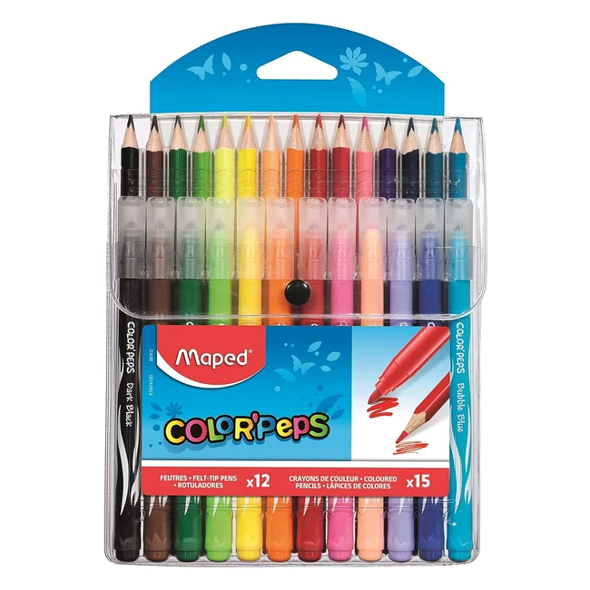 Maped Combo Pack Coloriage Jungle Colorpeps - 15 Crayons de Couleur - 12 Feutres Lavables - Pointe Moyenne Bloquée - Couleurs Vives