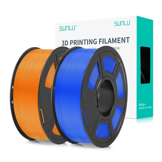 Sunlu PLA Filament 175mm 2kg PLA Plus 3D Drucker Filament - Stärker & belastbar - Neatly wound - 002mm - Blau/Orange