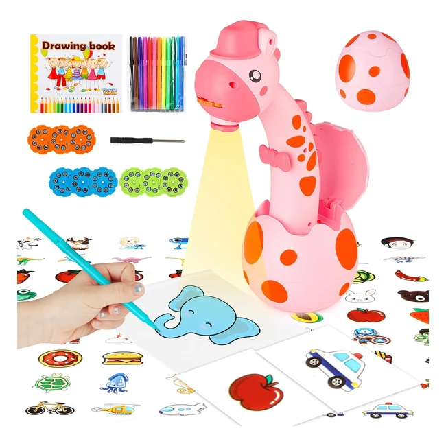 Proyector de Dibujos para Niños Ketiee - Juego de Mesa Educativo - Aprendizaje y Diversión - Rosa