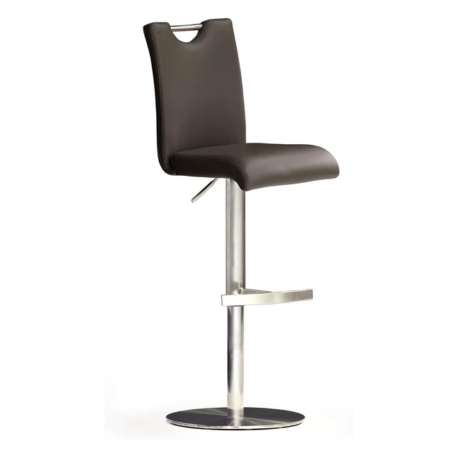 Robas Lund Barhocker Braun Leder mit Lehne | Drehbar 360 Grad | Hhenverstellbar | Bardo 50x42x116 cm