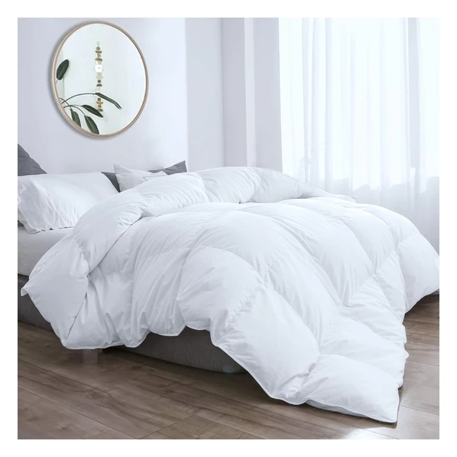 Luxurious King Size Bed Duvet - 135 Tog, 50% Goose Feather & 50% Down, Double Stitched, Machine Washable