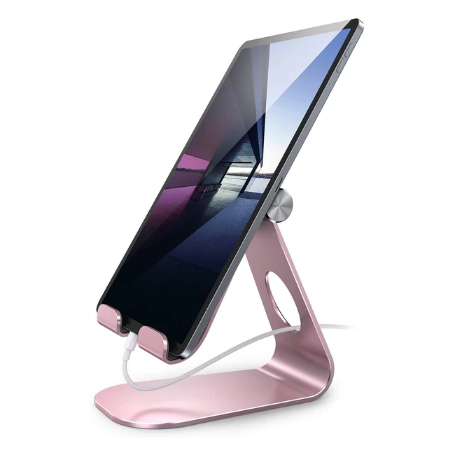 Support Tablette Lamicall Réglable pour iPad Pro 2022, iPhone, Samsung, et Autres Smartphones - Rose Gold