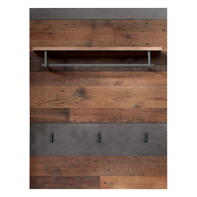 trendteam smart living Indy Garderobenpaneel 80 x 106 x 28 cm in Graphitgrau Korpus Altholz NB mit Mantelhaken