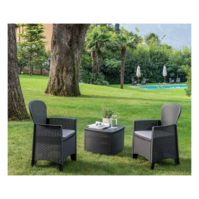 Set Salotto da Esterno Napoli - Poltrone, Tavolino Contenitore - Effetto Rattan - Made in Italy