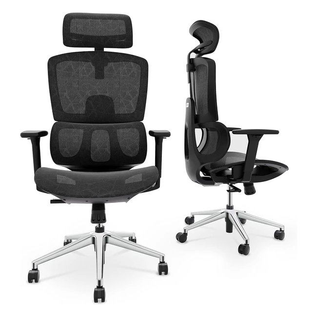 Dripex Ergonomic Office Chair - High Back, 3D Armrest, Lumbar Support, Headrest, Full Mesh Seat, Tilting Computer Chair