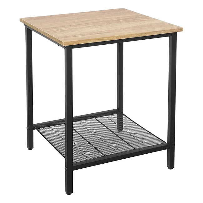 VASAGLE Beistelltisch Nachttisch kleiner Sofatisch Schlafzimmer Wohnzimmer einfacher Aufbau stabiler Stahlrahmen Industriestil Honigbraun/Schwarz LET202B05