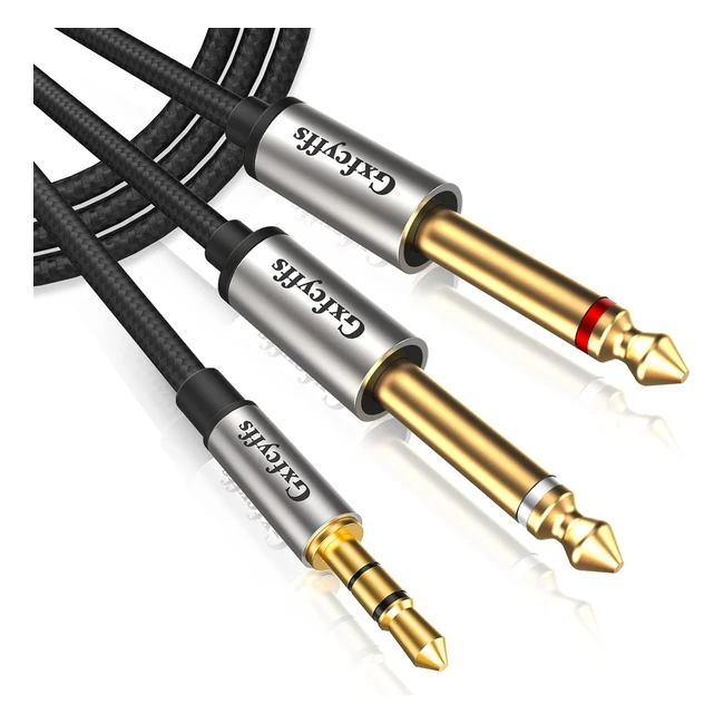 Cavo Audio 3.5mm a Doppio 6.3mm 3m Nylon Intrecciato, Nucleo in Rame Argentato, Jack 3.5mm Maschio a Doppio Mono 6.35mm Maschio