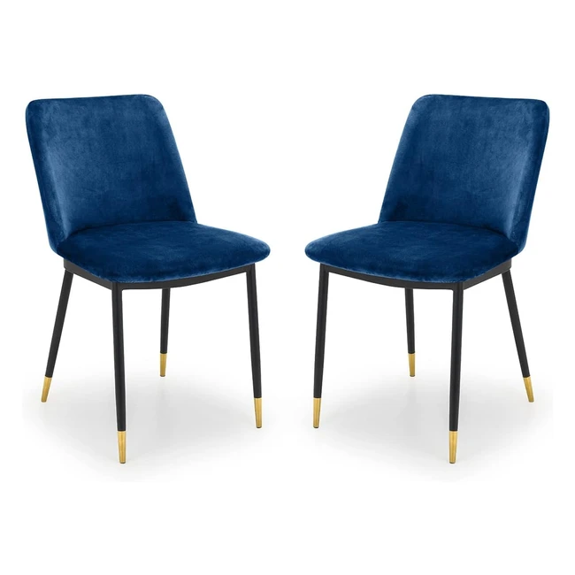 Julian Bowen Set of 2 Delaunay Dining Chairs Blue | Height 83 Width 50 Depth 59cm