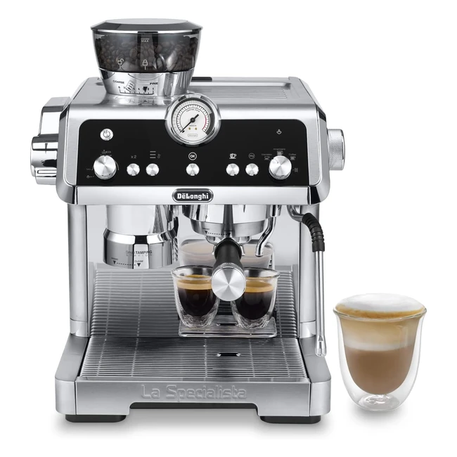 Macchina da caffè manuale Delonghi La Specialista Prestigio - Tecnologia Sensor Grinding - Controllo attivo della temperatura - Preinfusione dinamica - 1450W - Colore metallo