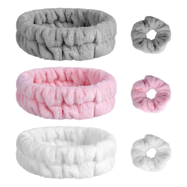 Aomig Spa Headbands for Women - Fluffy Bowknot Hair Bands - 3 Pack