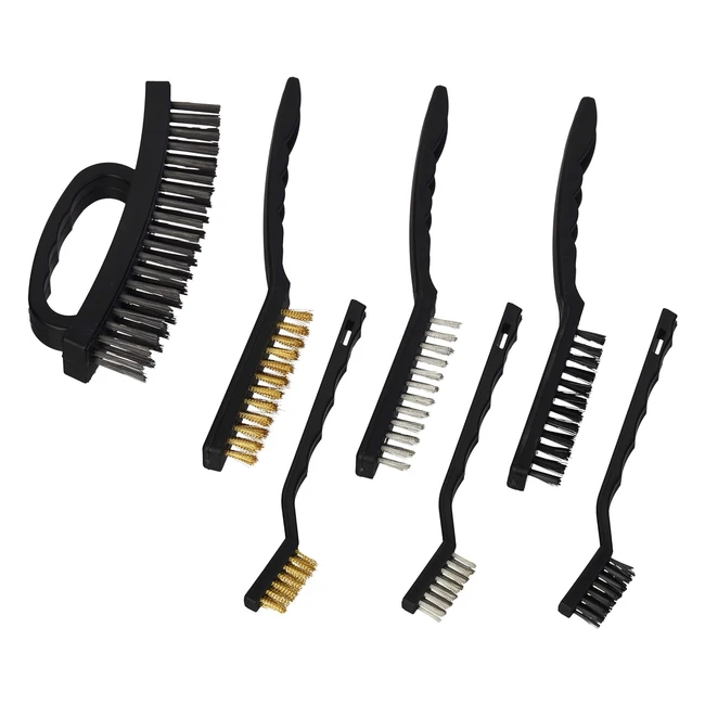 Set 7 Spazzole Metalliche Acciaio Nylon Ottone - Wire Brush Nero