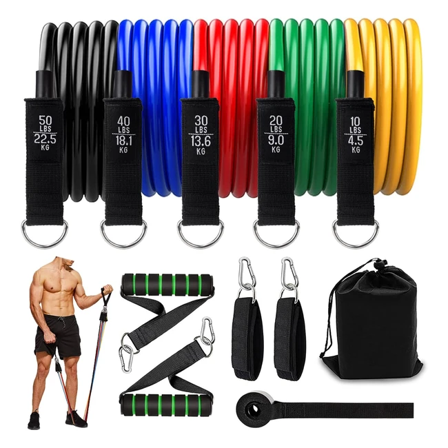 Bandas Elásticas Musculación Fitness - Set de Bandas de Resistencia con 5 Tubos de Látex - Gomas Elásticas Fitness para Yoga Pilates - ¡Aprovecha ahora!